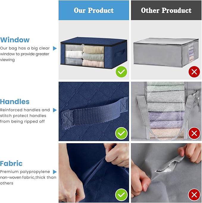 HomeHacks Storage 8-Pack Clothes Organizer Storage Bags Foldable Storage Box - Image 5