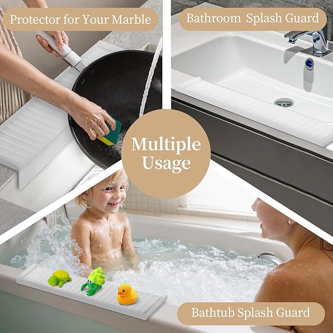 Sink Edge Protector with Suction Cup, Silicone Sink Splash Guard - Image 7