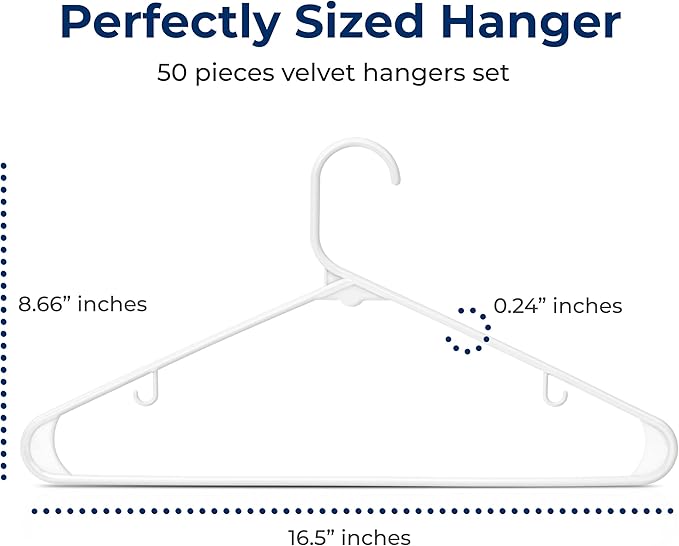 SereneLife 50 Pack Plastic Hangers, Space-Saving Closet Organizers, Durable and - Image 3