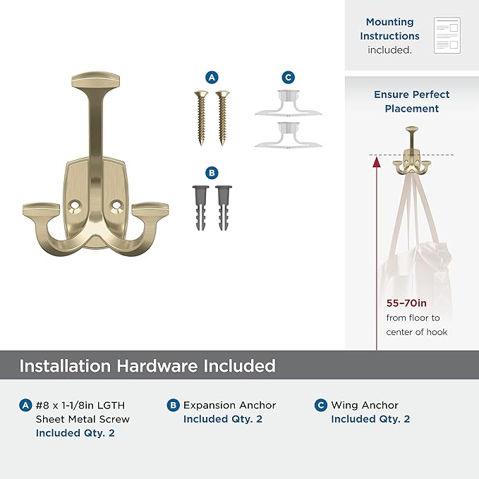 Amerock H37004BBZ | Vicinity Triple Prong Decorative Wall Hook | Golden - Image 5
