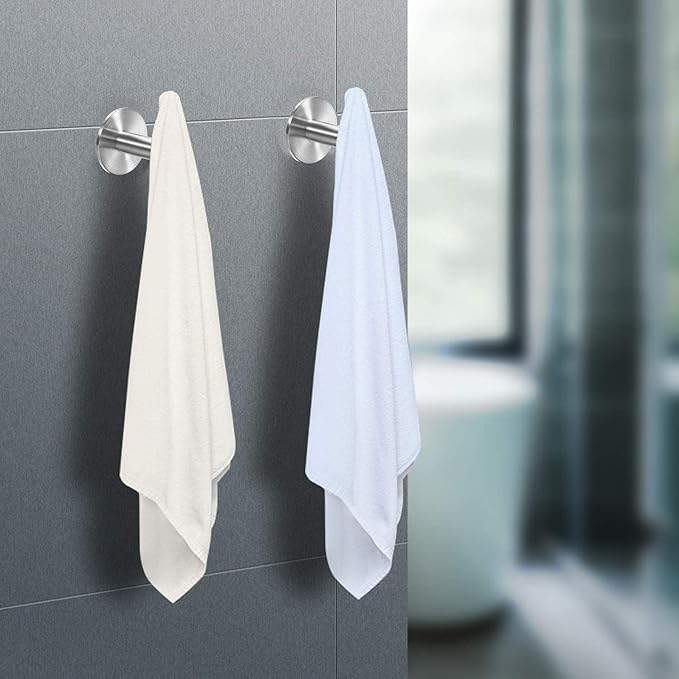 Vuzvuv Adhesive Brushed Nickel SUS304 Stainless Steel Towel Hooks – Heavy Duty - Image 3