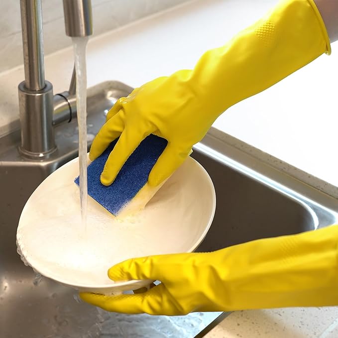 4 Pairs Rubber Kitchen Dishwashing Gloves - Image 3