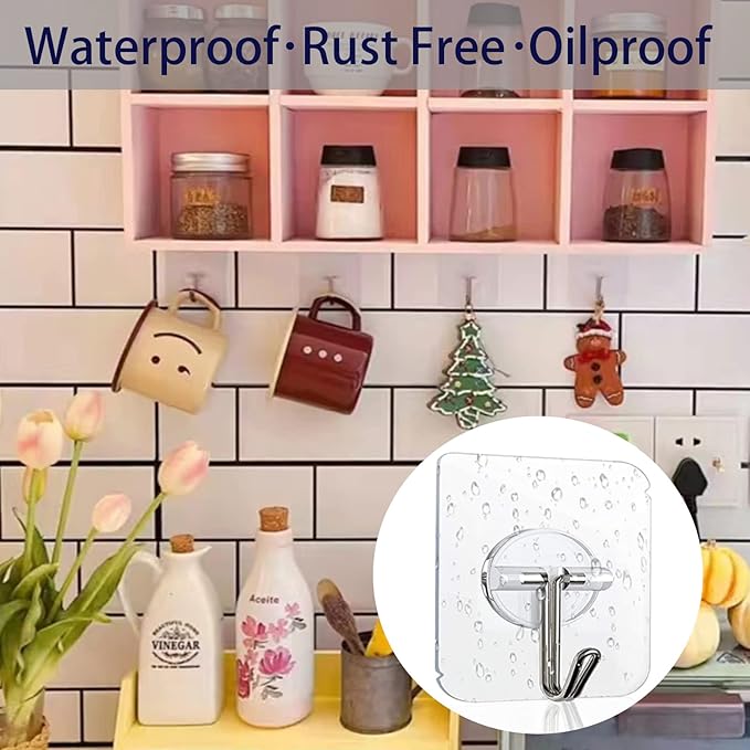 150 Pack Adhesive Hooks Wall Hooks 24lb Self Adhesive Hooks Heavy Duty - Image 5
