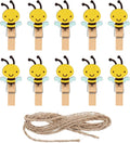 50Pcs Bee Wooden Clip with Jute Twine Cute Clothespin Craft Clip Decorative by FYSUIMU