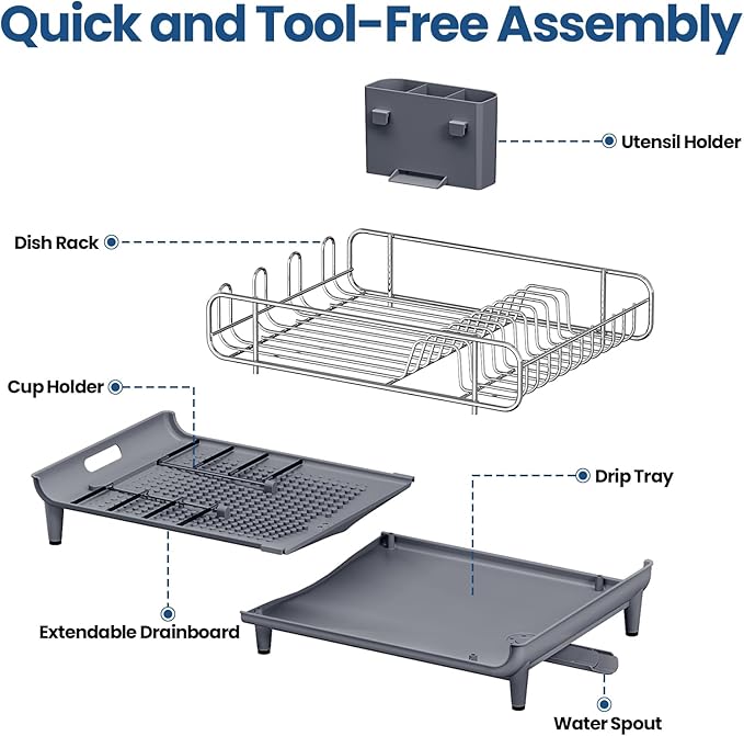 TOOLF Expandable Dish Rack, Dish Drying Rack - Image 7