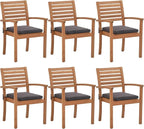 OC Orange-Casual Stackable Patio Dining Chairs Set of 6, Outdoor Acacia Wooden Chairs w/Armrest & Removeable Fabric Cushion, for Porch, Backyard, Garden, Indoor, Dark Grey by OCOrange-Casual