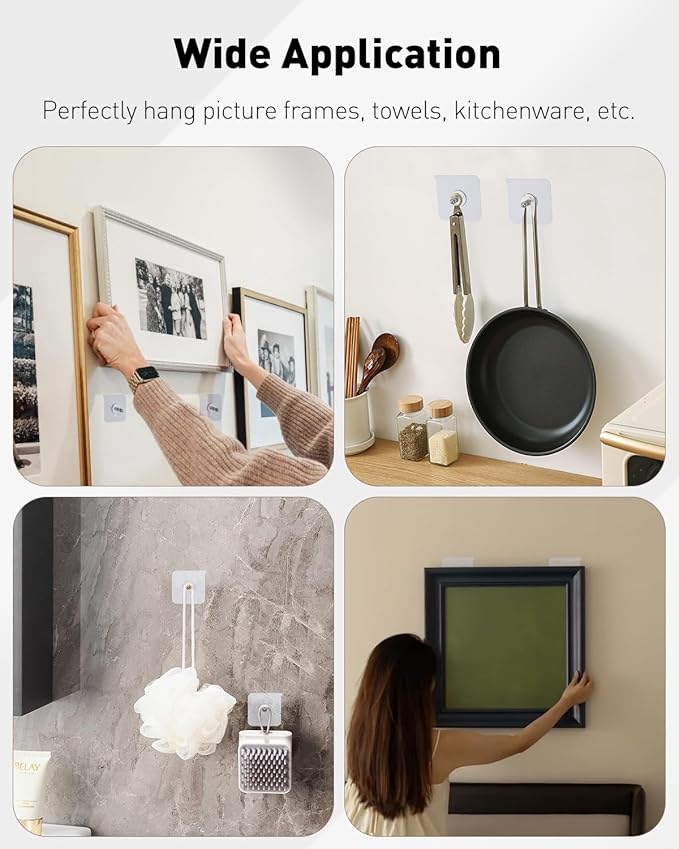 Uniclife 10 Pcs Self Adhesive Picture Hooks, 26.5 lbs Load No Drill Screw - Image 7