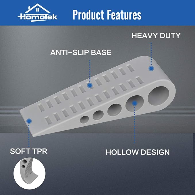 HOMOTEK 10 Pack Wedge Rubber Door Stops Door Chucks Stoppers Wall Protector - Image 7