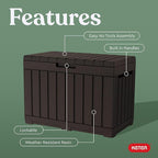 Keter Kentwood 50 Gallon Resin Deck Box for Outdoor Storage – Weather‑Resistant Balcony & Patio Box for Cushions, Throw Pillows & Garden Tools, Brown - Image 3
