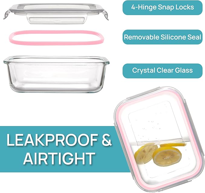 Vtopmart 5 Pack 35oz Glass Food Storage Containers - Image 6