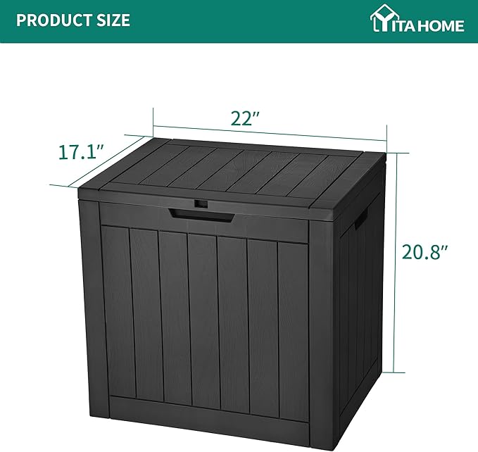 YITAHOME 30 Gallon Deck Box Outdoor Storage Box, Waterproof Resin Package Delivery and Storage Box with Lockable Lid for Patio Furniture Cushions, Pool Accessories, Garden Tools, Black - Image 8