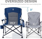 EVER ADVANCED Oversized Folding Camping Chair, for Adults Heavy Duty Lawn Chair with Side Pockets, Portable Collapsible Quad Chair for Outside, Support Up to 500lbs, Blue - Image 4