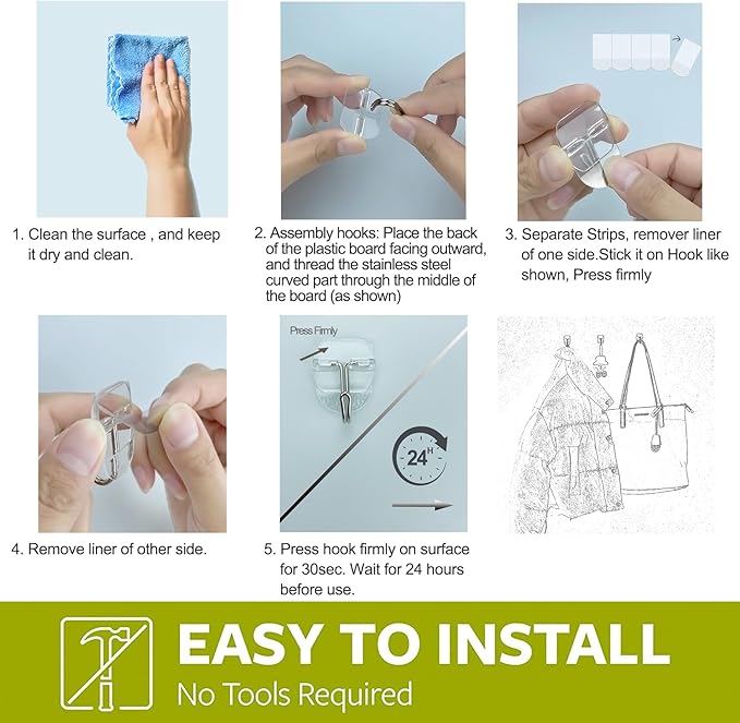 15 Clear Small Wall Hooks with 20 Strips - Image 5