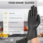 Black Vinyl Gloves, Food Grade Gloves Disposable Latex Free & Powder Free - Image 5