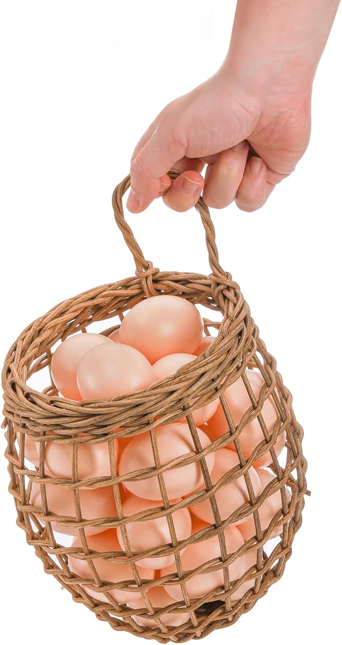 Elsjoy Set of 2 Hanging Onion Basket, Wall Mount Small Wicker Baskets - Image 3