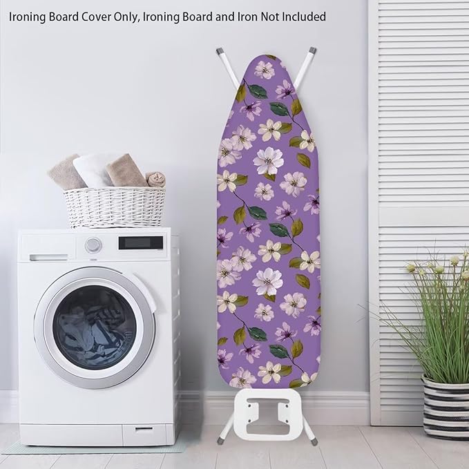 Purple Flower Ironing Board Cover and Pad Cover - Image 3