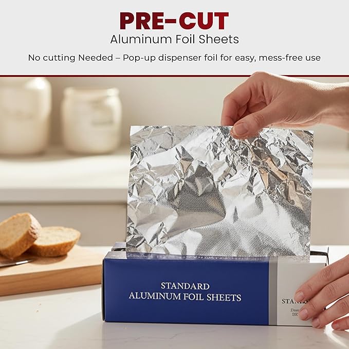 Pre-Cut Aluminum Foil Sheets, Foil Pop Up Sheets Aluminum Foil 12" x 10.75" - Image 3
