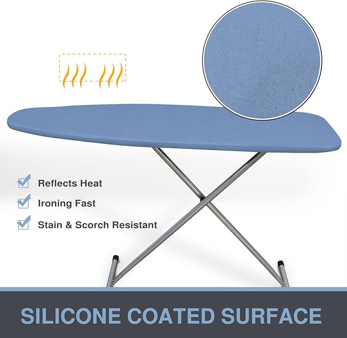 Ironing Board Cover and Pad 18x54, Thick Padding, Elastic Edge, Silicone Coated - Image 2