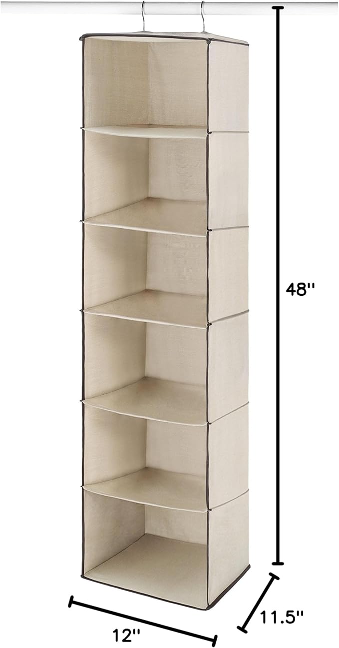 Whitmor Closet Organizer Heavy Duty Canvas 6 Shelf Hanging Accessory Bag - Image 3