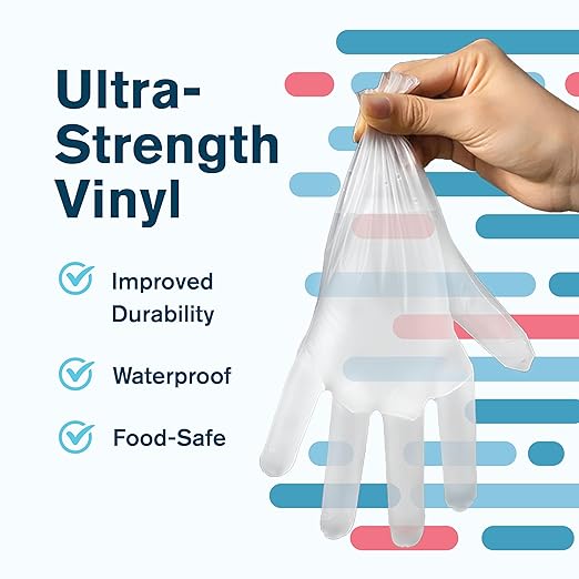 Ridex Disposable Gloves Latex-Free Clear Vinyl Gloves Powder-Free All-Purpose - Image 5