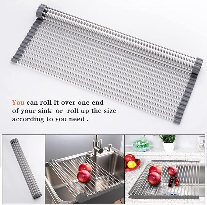Ahyuan Roll up Dish Drying Rack Over The Sink Kitchen Roll up Sink Drying Rack - Image 4