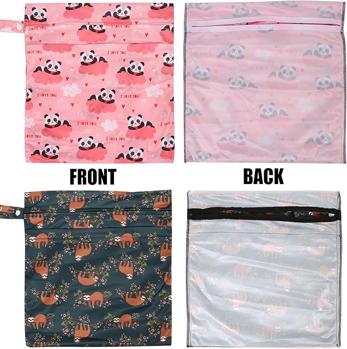 2pcs Travel Waterproof Laundry Bag, Cloth Diaper Wet Dry Bags - Image 4