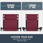Best Choice Products 30” Wide Folding Zero Gravity Outdoor Recliner Patio Lounge Chair w/Adjustable Canopy Shade, Headrest, Side Accessory Tray - Burgundy - Image 4