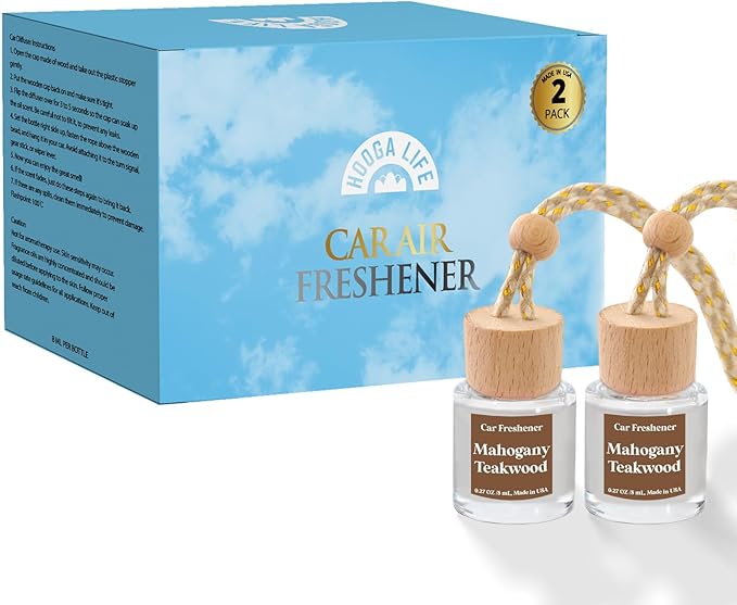 HoogaLife Car Air Freshener Diffuser 2 Pack Hanging Mahogany Teakwood Car Air - Image 6
