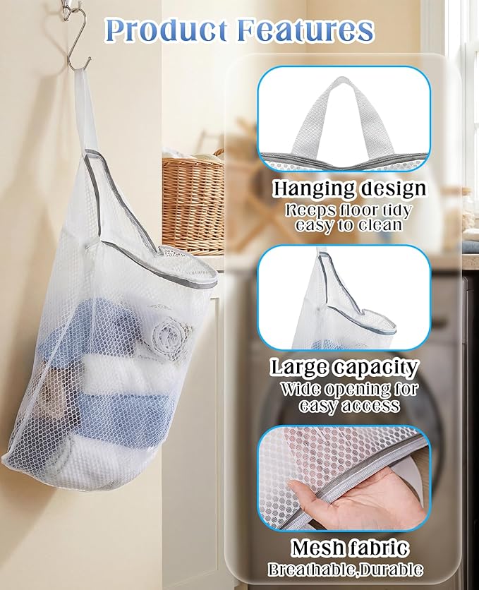 4 Pcs Mesh Hanging Laundry Bag - Image 3