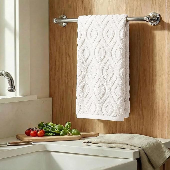 Artoid Mode 1 Pc White 3D Diamond Grid Jacquard Hand Towels - Image 3