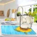 ALAZA Sunflower Yellow On Blue Wooden Dish Drying Mat - Image 5