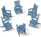 SERWALL HDPE Outdoor Rocking Chair Set of 6, Patio Rocking Chairs for Adults, All Weather Outdoor Rockers for Lawn, Blue by SERWALL