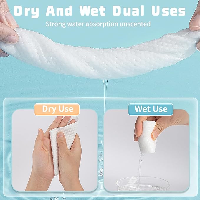 100 Count Disposable Face Towel, Biodegradable Facial Dry Wipes, Super Soft & - Image 4