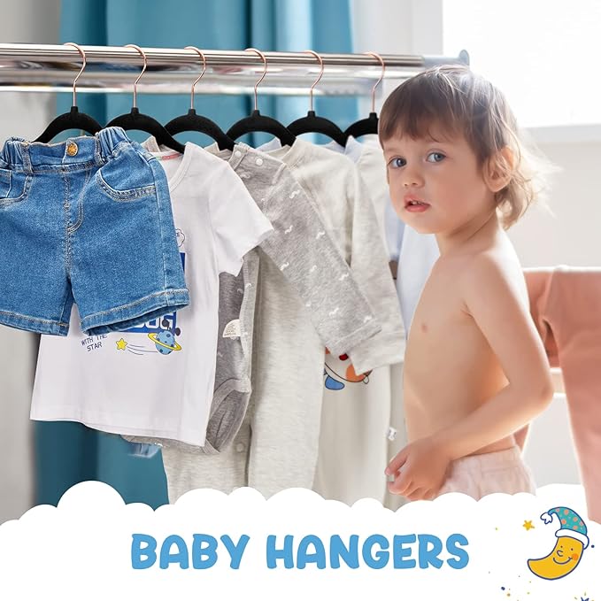 HOUSE DAY Velvet Baby Hangers for Closet, Kids Hangers Velvet 60 Pack, Non Slip - Image 2