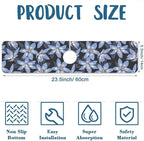 Blooming Lily Sink Splash Guard Faucet Mat Blue Lily Flowers Super Absorbent - Image 2