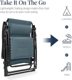 Best Choice Products Oversized Padded Zero Gravity Chair, Folding Outdoor Patio Recliner, XL Anti Gravity Lounger for Backyard w/Headrest, Cup Holder, Side Tray, Polyester Mesh - Slate Blue - Image 5