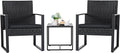 Flamaker 3 Pieces Outdoor Patio Wicker Furniture Set, Modern Rattan Chair Conversation Sets with Coffee Table for Yard and Bistro (Black) by Flamaker