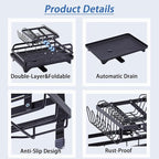 2 Tier Dish Drying Rack Automatic Drainage Board Space-Saving - Image 5