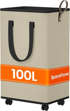 Laundry Basket with Wheels, Collapsible Laundry Baskets, Laundry Hamper with by Unknown