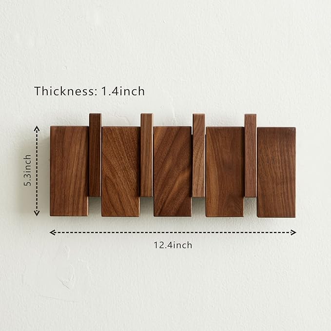 Wooden Coat Hooks Wall Mounted, Coat Rack Hanger Wall Mount - Image 3