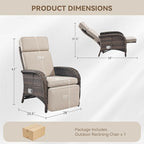 Zero Gravity Wicker Patio Recliner Chair - Wicker Outdoor Lounge Chair with Adjustable Backrest & Footrest, All Weather Outdoor Reclining Chairs with Thick Cushion for Pool Deck Beige - Image 2