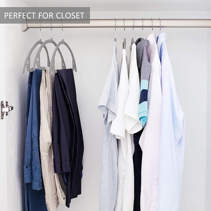 MIZGI Premium Velvet Hangers 50 Pack Heavyduty- Non Slip No Shoulder Bump Suit - Image 7