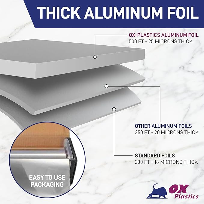 Ox Plastics Aluminum Foil Wrap | Heavy-Duty, Commercial Grade - Image 3