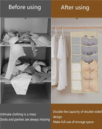 Closet Hanging Organizer with Mesh Pockets & Rotating Metal Hanger, Dual Sided - Image 7