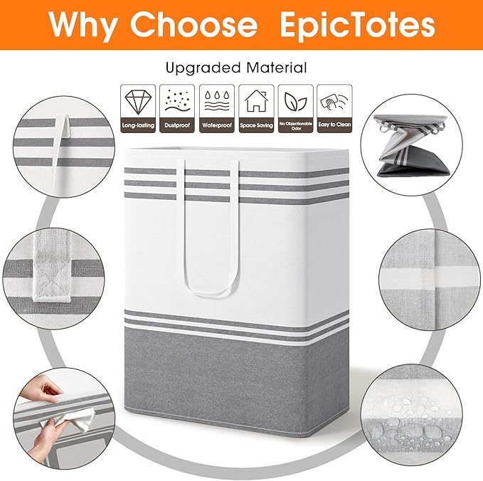 3 Pack Large Laundry Baskets, Laundry Hampers, Freestanding Waterproof - Image 4