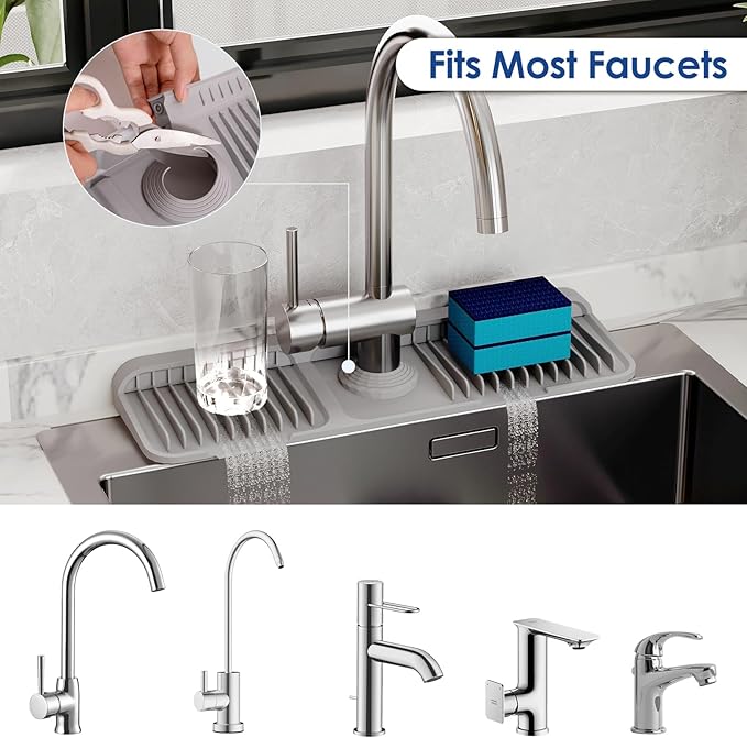 17.7 Inch Silicone Faucet Mat for Kitchen Sink Splash Guard - Image 4