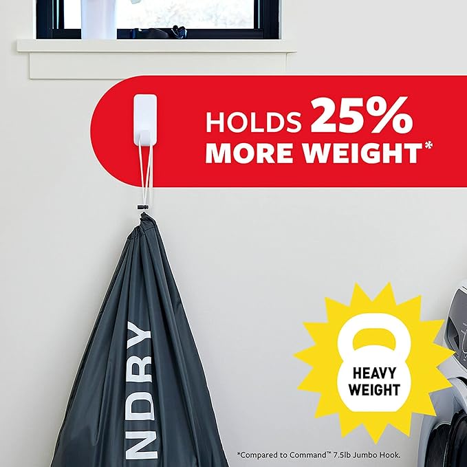 Command 10 lb XL Heavyweight Hook, 2 Wall Hooks and 6 Strips, Damage-Free - Image 3