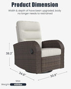 Outdoor Swivel Recliner Chair Set of 2, All-Weather Wicker Reclining Patio Chair with Adjustable Backrest and Footrest - Image 2