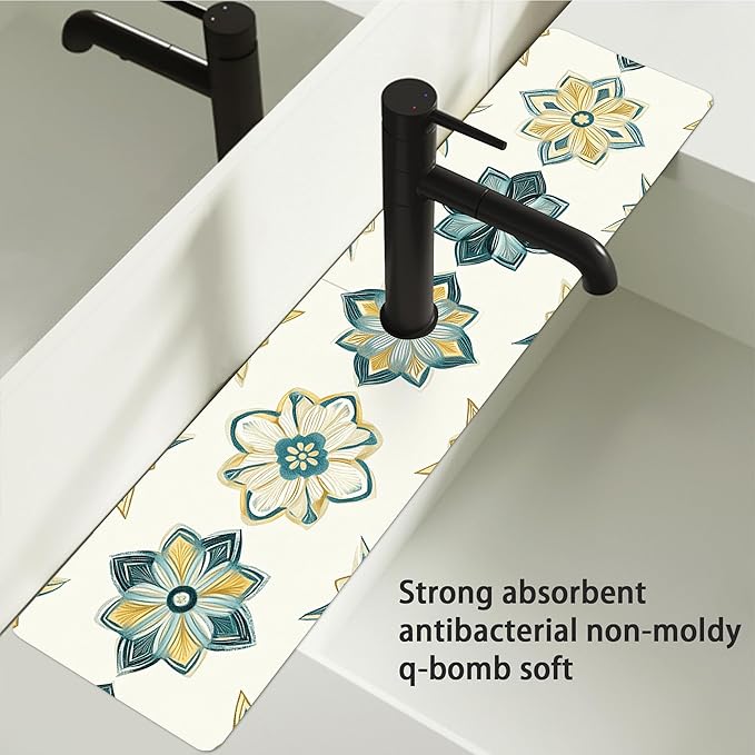 Bimkole 2 PCS Faucet Absorbent Mat, Kitchen Faucet Sink Splash Guard Wraparound - Image 6