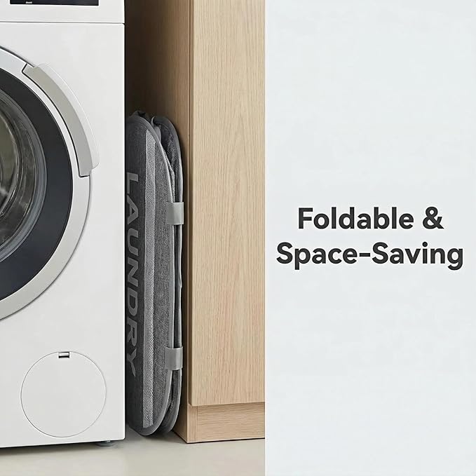 Foldable Laundry Basket with Lid, Oxford Cloth Reinforced Steel Ring - Image 2